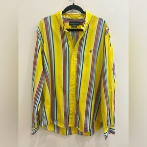 Vintage Ralph Lauren colorful stripe button down XXL 90’s retro preppy oldmoney